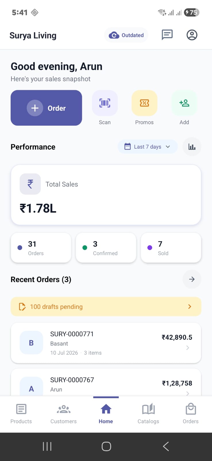 B2Bhaarat on Samsung Galaxy S26 Ultra — field sales app